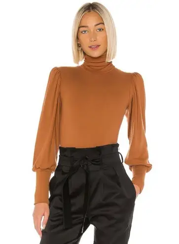 Rachel Pally Luxe Rib Eloise Turtleneck Bodysuit In Brass L
