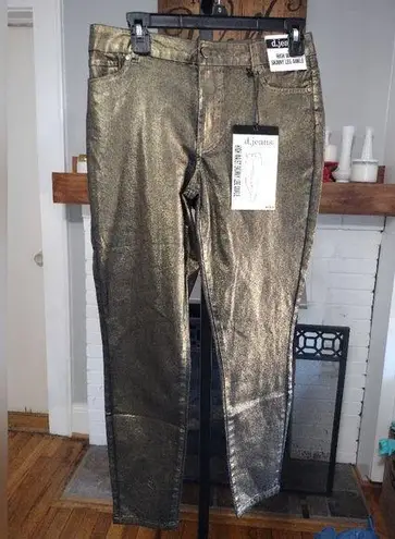 D. Jeans NEW Metallic Gold Skinny Jeans