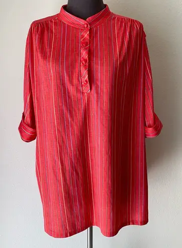 Tiger Lily sz L VINTAGE stripped 70s polyester blouse Red Size L