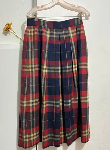 Evan Picone Vintage Wool Pleated Plaid Skirt