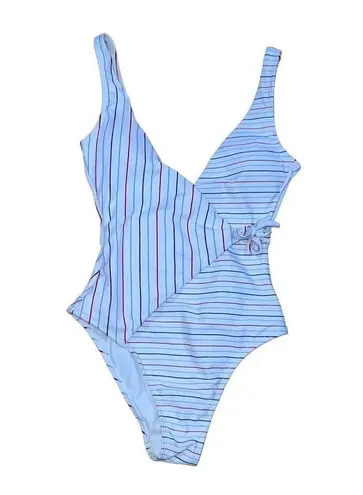 No Boundaries New  Campaign Stripe Wrap One Piece Swimsuit Women size Small