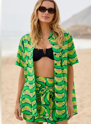 Farm Rio Tropical Green Toucan Print Shirt tubacana button down