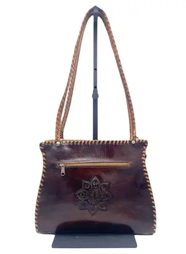 Vintage Tooled Leather Purse Made in Syria Brown Shoulder Bag Western Boho