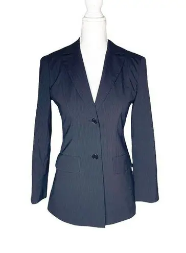 BCBGMAXAZRIA BCBG Maxazaria Jacket Blazer Sz 2 Pinstripe Black Light Shoulder Pads Stretch