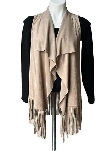 Decree Waterfall Faux Suede Fringe Vest, Sz XS