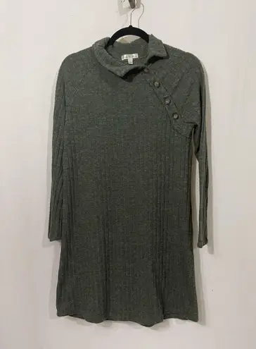 Nine Britton Sweater Dress Size S Rayon/Spandex Side ButtonNeck Long Sleeve Gray