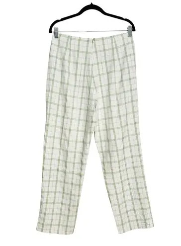 Princess Polly NWT  Alcina Plaid Green and White Cropped High Rise Pants US 6