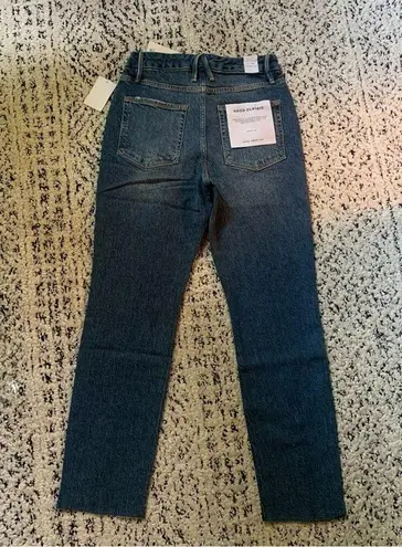 Good American NWT  Good Classic Raw Hem High Rise Jeans size 6 Dark Wash Blue940