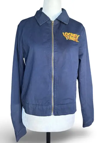 Looney Tunes Bugs Bunny Zip Jacket Navy Thats All Folks Cotton Cropped Small
