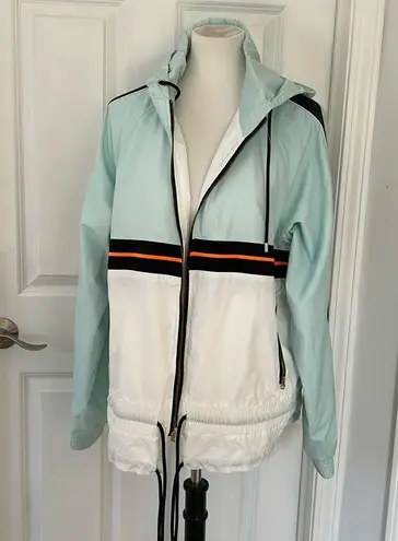 Super Cool Used / Worn PE Nation Light Blue Hooded Windbreaker Zip up Jacket Size L