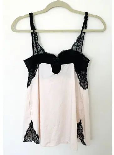 Sophie B Black Beige Lace Babydoll Chemise Molded Cups Adjustable Straps Sz M - Image 3
