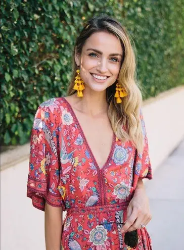 NEW! BOHO Rose Gold Geometric and Yellow Fringe Tassel Earrings