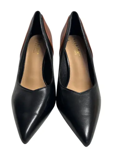 SEVEN BIG TREE Black Brown Color Block Pointed Toe Stiletto Heels Size 40 US 9.5