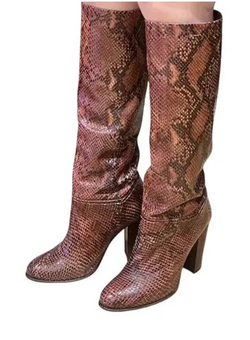 Gianni Binni Knee High Snakeskin Boots size 8 Brown
