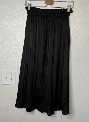 Magaschoni M Womens Black Pleated Midi Skirt Drawstring Waist XS