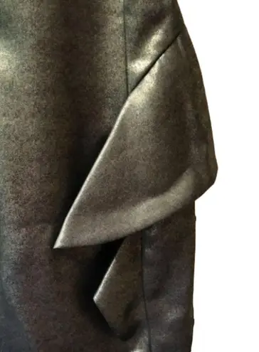 Moschino metallic dark green shimmery v neck style peplum cocktail dress sz 10