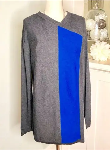 Dana Buchman Dana Bachman Sweater Cardigan Gray & Blue Colorblock Large