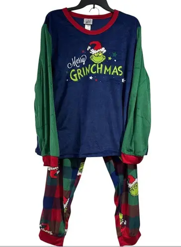 Grinch Pajamas NEW soft plush xxl polyester plaid Blue Green cozy winter set