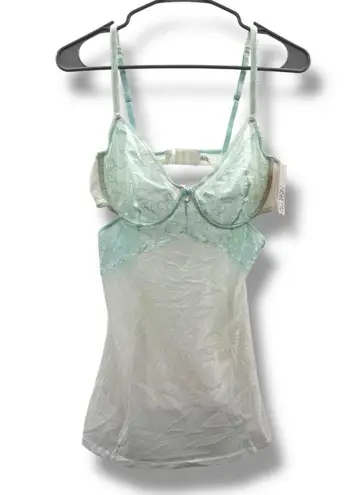 Gilligan & O'Malley Light Blue & White Lace Chemise Lingerie Top Sz L NEW Size L