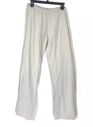 Stark X Women’s Large Cotton Gauze White Pants Side Slit Lightweight Coastal