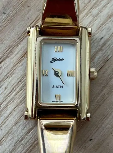 Belair Luxury Ladies Watch White Rectangular Dial Gold