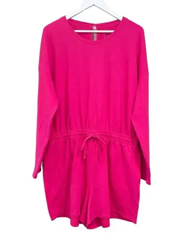 NY&C Bright Pink Long Sleeve Heavyweight Stretch Waist Romper Womens Size XL NWT
