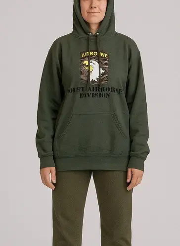 Hunter Green Military Hooded Sweatshirt Size Large