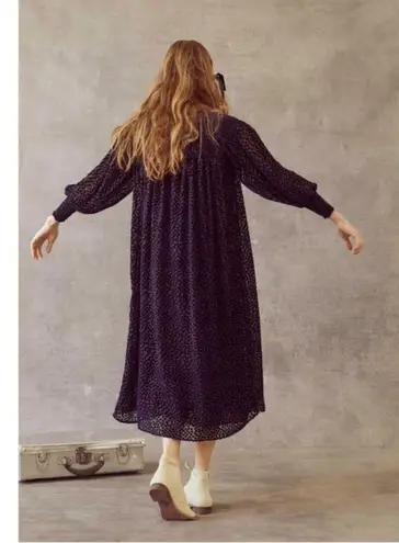 The Great ππ The Merry Dress ~ Navy Blue Velvet Burnout Polka Dot Midi M NWT