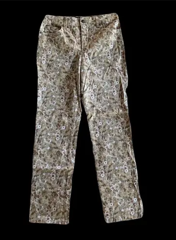 Gloria Vanderbilt Vintage High Waisted Light Wash Tan/Beige Earth Tones Floral Pattern Stretchy Jeans Pants