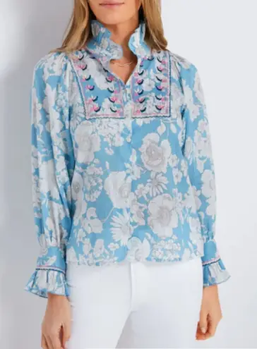 Tuckernuck NEW ANTIK BATIK Blue Peony Blouse