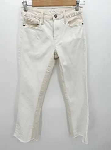 Frame  Le Crop Mini Boot Multi Cream/White Cotton Blend Jeans Women's Size 25