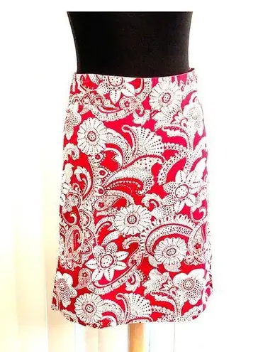 Red & white paisley skirt.