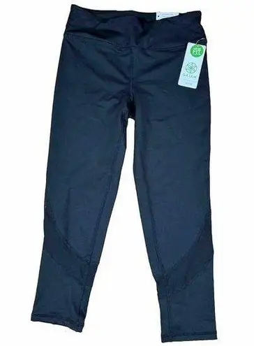 Gaiam Om Mesh Yoga Capri Compression Workout Bottoms Pants Black Size Small New