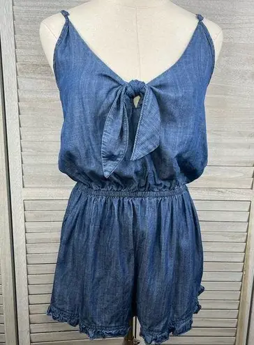 MOSSIMO Denim Shortie Romper Tie Front Blue