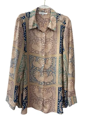 Rose + Olive Patterned Button-Up Blouse