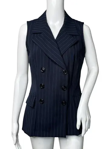 Suits Us Blazer Womens 6 Navy White Stripe Sleeveless Jacket Corpcore Vintage Blue