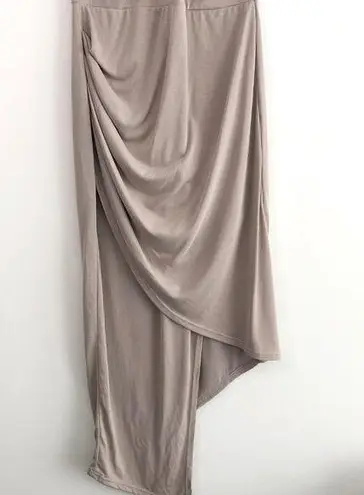 Mystic New Asymmetric Halter Bodycon Dress Twisted Wrap Neck Sleeveless Taupe