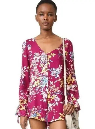 Somedays Lovin NEW ' Supreme Burgundy Floral Playsuit Long Sleeve Romper S $108