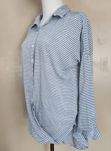 Velvet Heart Blue Striped Button-Down Blouse, Women's S