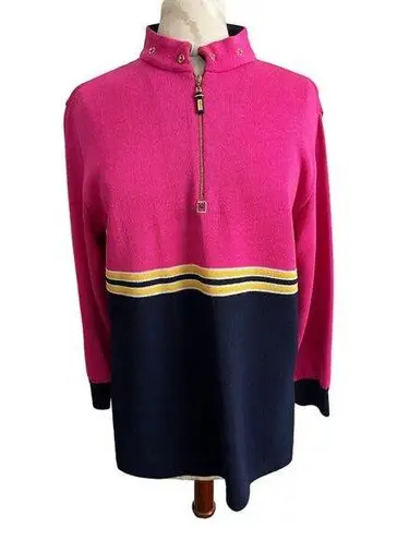 St John Sport Color Block 1/2 Zip Pullover Sweater Petite Small Pink Size undefined