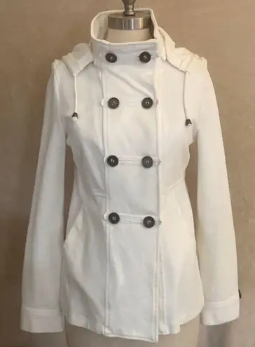 EUC White Button Jacket with Hood Size M