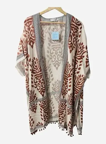Hayden LA Boho Kimono Wrap With Pom Poms Beach Cover