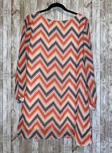 L8ter Women's  Short Long Sleeve Chevron Dress Size Large