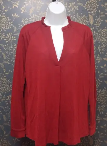 Massimo Dutti Lyocell wool Rich Red Long Sleeve Top