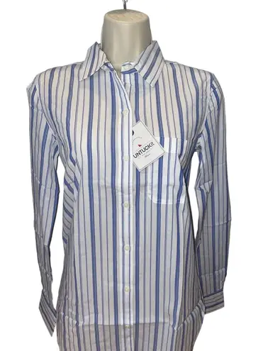 Untuckit Blue and White Striped "Pinot Perse" Button Down Size 8