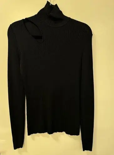 Rachel Roy Black Medium NWOT Ribbed Turtleneck Sweater with Cutout