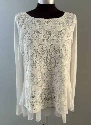 Sundance Crochet Top Size M White Layered Tunic Fairy Boho Whimsy Coquette Size M