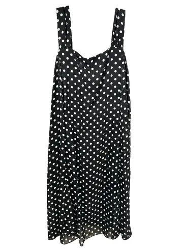 Maggie Barnes Plus Size 24W Dress Midi Black Polka Dot Sleeveless Shift 1414