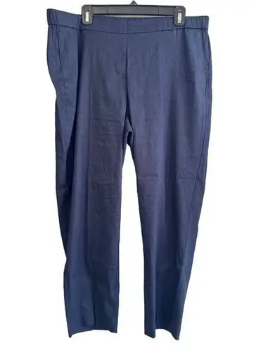 J.Jill  Linen Blend Stretch Blue Capri Crop Skimmer Pant Elastic Waist Size XL