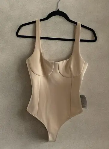 WAYF Corset Style Cupped Bodysuit Thong Beige/Tan